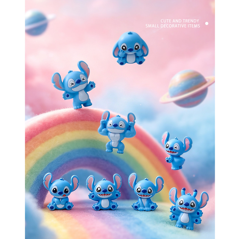 Cartoon Stitch cute figurine, adorable interstellar doll, DIY key accessory, resin office desk ornament Cartoon Stitch cute figurine, adorable interstellar doll, DIY key accessory, resin office desk ornament