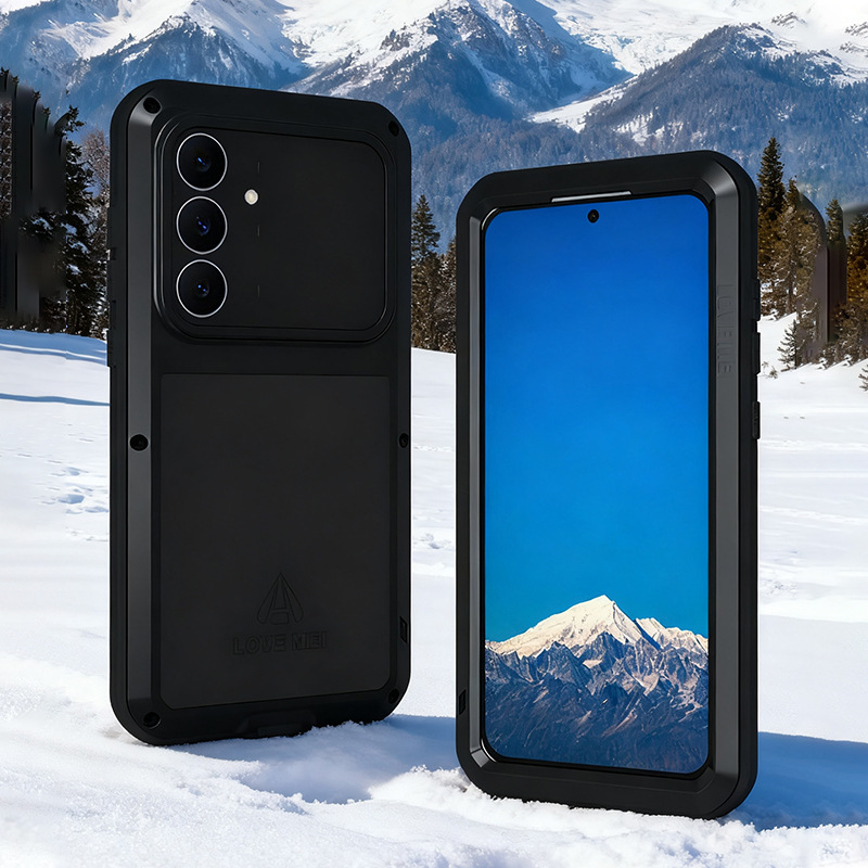 Lovemei Is Suitable for Samsung S25Fe Titanium Alloy Frame Silicone Case Galaxys25Fe Outdoor Three-Proof Mobile Phone Case