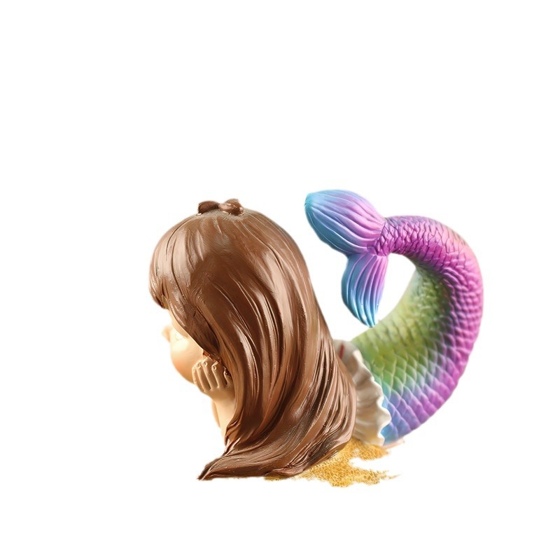  New Product Cartoon Cute Mermaid Resin Ornaments Garden Home Living Room Desktop Decoration Small Holiday Gift