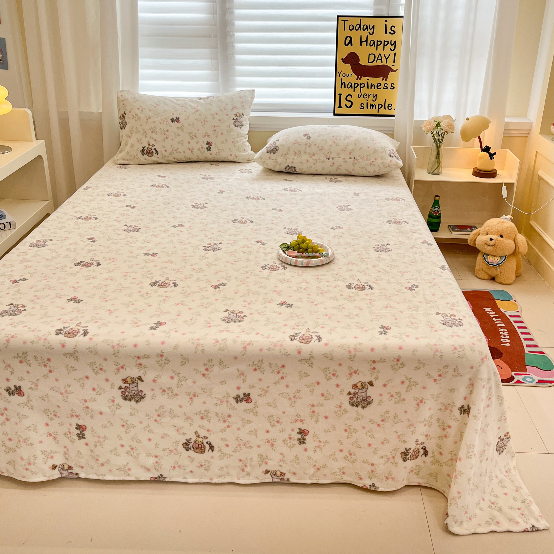 Milk Velvet Bed Sheetss Winter Fleece-Lined Thickeneded Single and Double Coral Velvet Three-Piece Set 2025 New Dormitory Home Bedspread