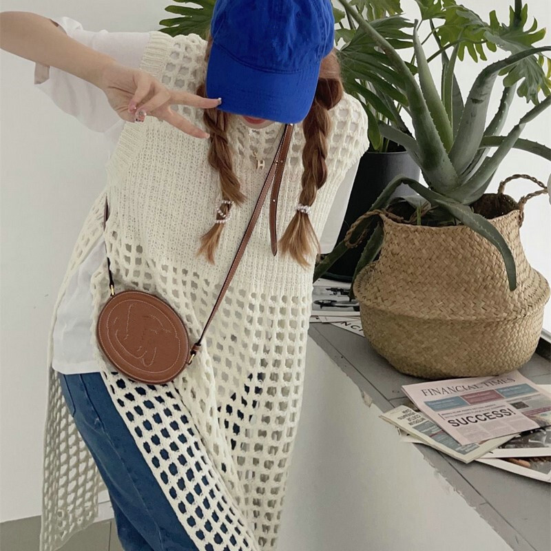 South Korea Design Hollow-out Knitted Mesh dress Women's Overlapped Ambient Vest Skirt Spring and Summer Sleeveless Vest Skirt South Korea Design Hollow-out Knitted Mesh dress Women's Overlapped Ambient Vest Skirt Spring and Summer Sleeveless Vest Skirt