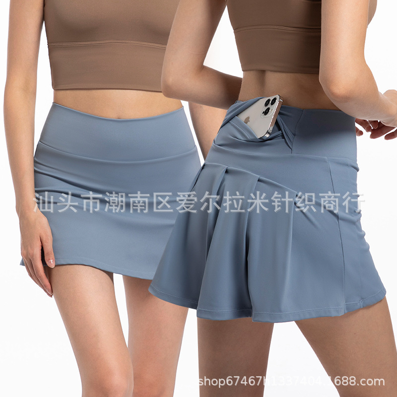 Cross-Border Fitness Sports Shorts Spring and Autumn Thin Quick-Dry Running Anti-Exposure Loose High-Waist Slimming Yoga Tennis Skirt Shorts