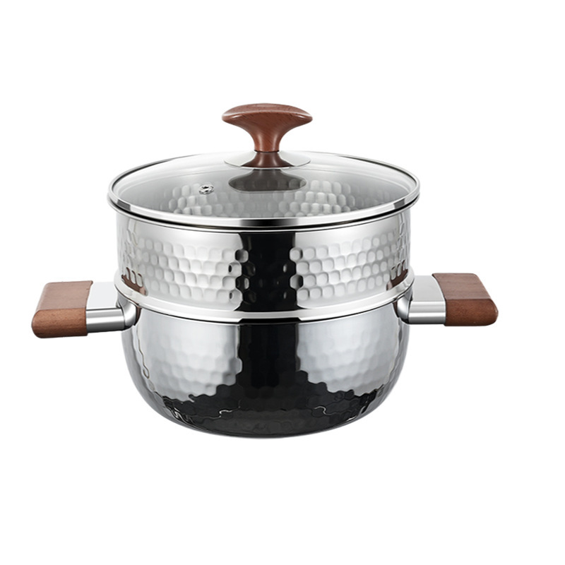 316L olla de sopa de acero inoxidable para el hogar 2025 nueva olla de nieve olla gruesa olla de fideos de papilla olla de inducción olla de fideos instantáneos