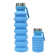 创意硅胶折叠水杯550ML户外登山健身便携运动水壶骑行伸缩水袋