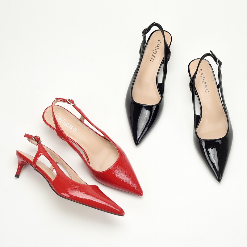 Foreign Trade Russian Original Large Size Factory Goods Pointed Toe Red Patent Leather Stiletto Heel Medium Heel Bag Toe Hollow Back Shoes for Women Foreign Trade Russian Original Large Size Factory Goods Pointed Toe Red Patent Leather Stiletto Heel Medium Heel Bag Toe Hollow Back Shoes for Women