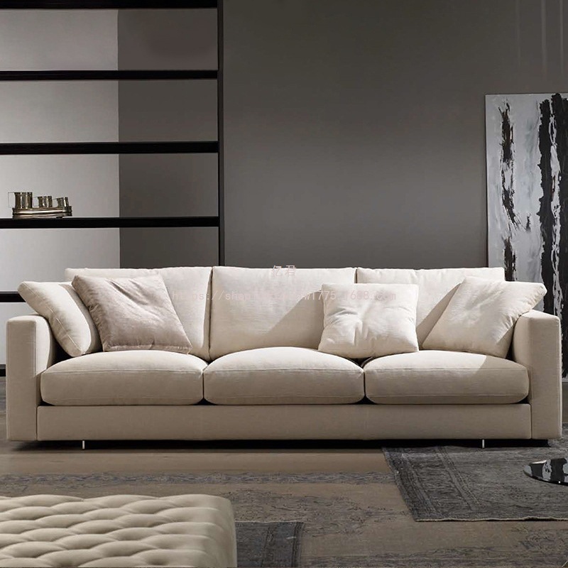 Moderno simple sofá de tela de tecnología nórdica pequeña casa compuesta sala de estar de madera sólida completa muebles de látex de tres personas