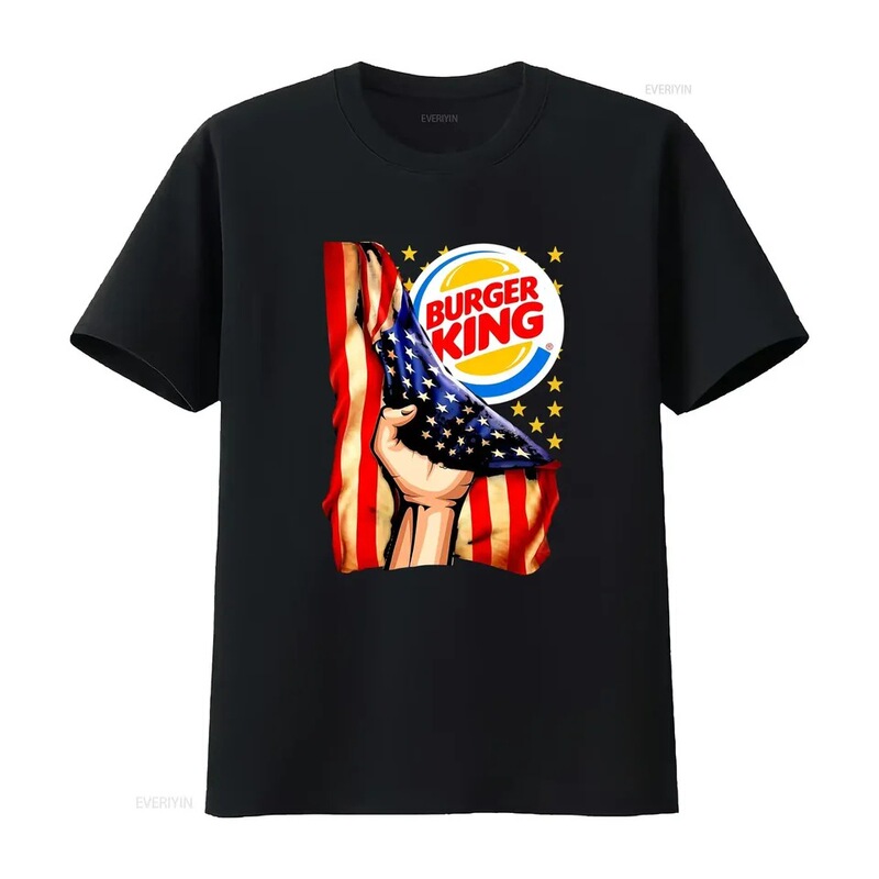 【Cross-Border European Size】European Size Burger King American Independence Day T-Shirt with Patriotic Design Retro Short Sleeve 【Cross-Border European Size】European Size Burger King American Independence Day T-Shirt with Patriotic Design Retro Short Sleeve