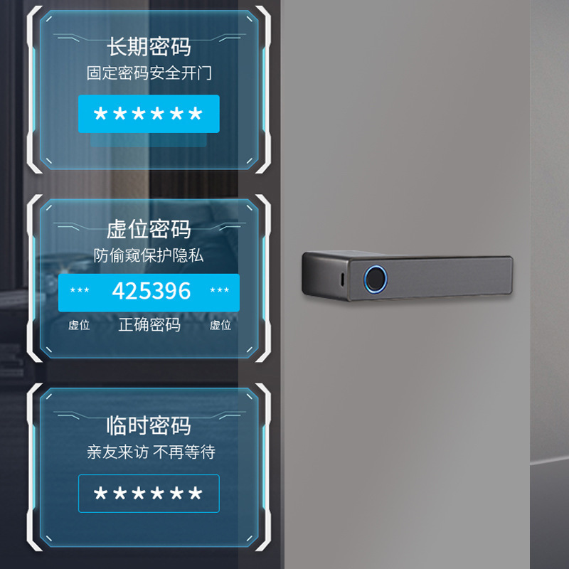 智能锁室内指纹锁家用木门玻璃分体办公室书房免改孔卧室锁带APP