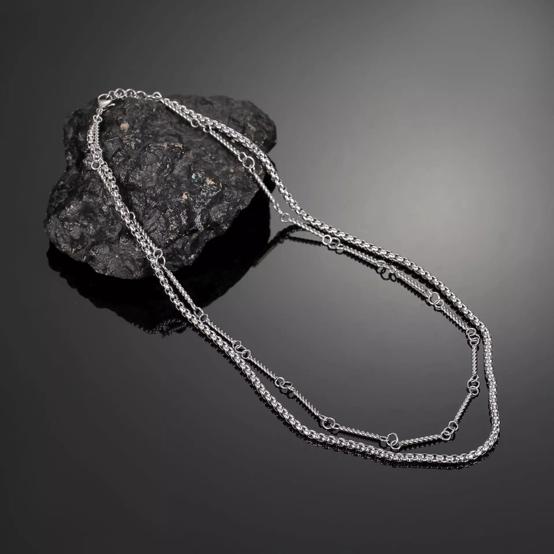 Geometric Pattern All Seasons Season Simple Style Geometric Titanium Steel Unisex Chain Necklace Men Layered Necklaces