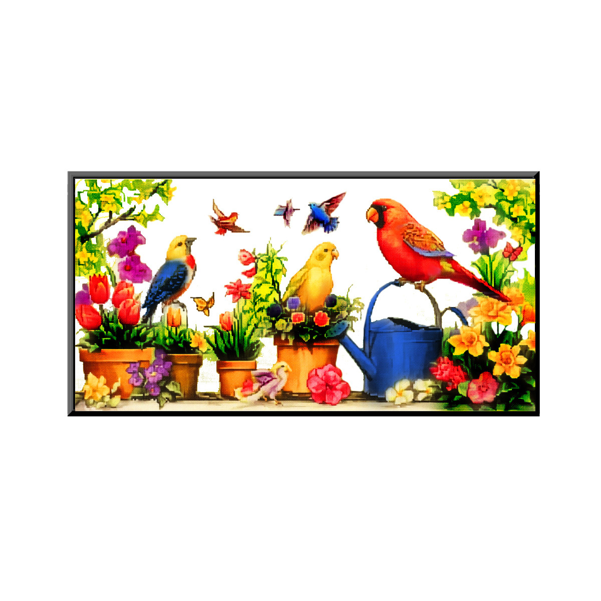Los pájaros de punto de cruz de comercio exterior se reúnen en el jardín, flores modernas, animales, comedor, decoración de la sala de estar, suministro directo de fábrica image 5