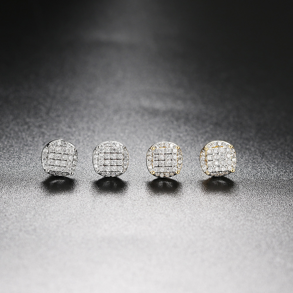 Fashion Square Copper Plating Inlay Zircon Ear Studs 1 Pair