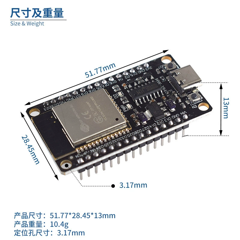USB Type-C ESP32 Development Board CH340C WiFi+Bluetooth ультранизкое потребление двухъядерный