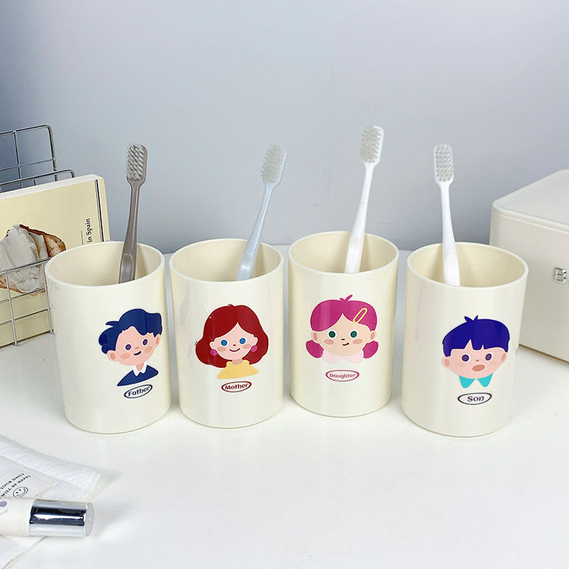 可爱高颜值家庭漱口杯刷牙卡通情侣创意家用牙刷洗漱耐脏一家四口