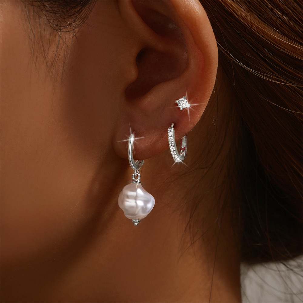 5g Weight 925 Sterling Silver Ear Needle Material December Birthstone Turquoise, Zircon Inlay Material Earrings Classification 3 Pieces Set Quantity Holiday, Daily Occasion 925 Sterling Silver Material Geometric Pattern Women's Gender Plating, Inlay Design Simple Style Style 3 Pieces Set 925 Sterling Silver Turquoise Zircon Geometric Earrings 78