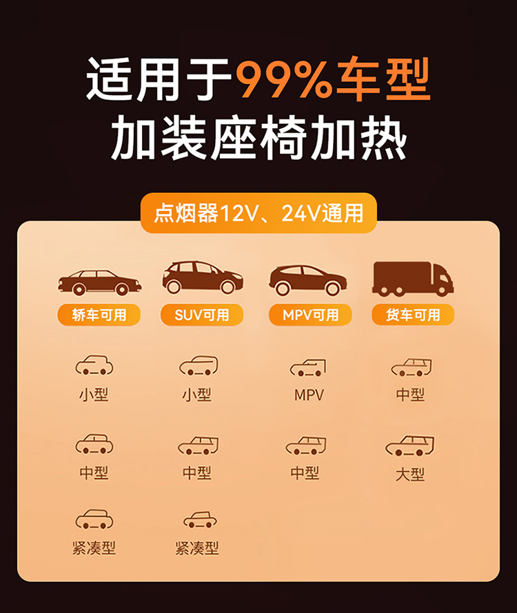 Winter Heating Car Seat Cushion 12V24V Universal Multi-Strand Safety Heating Pad Single Piece for Car Use