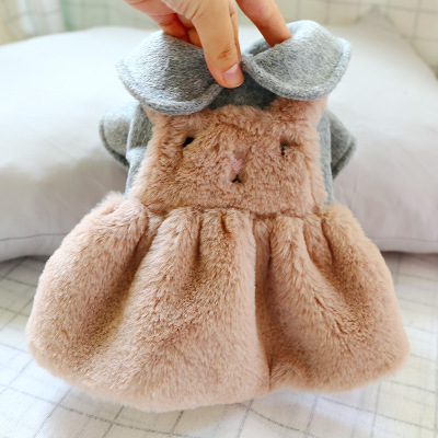 Pets Clothes & Accessories Autumn and winter thickening keep warm lovely Plush rabbit Dress Dogs clothes Teddy Bichon Hiromi