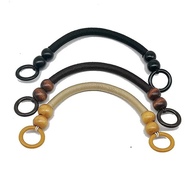 Low Price Woven Wooden Beads DIY Handbag Handle Accessories Nylon Rope Wooden Beads Beaded Handle Wrist Handmade Bag Accessories