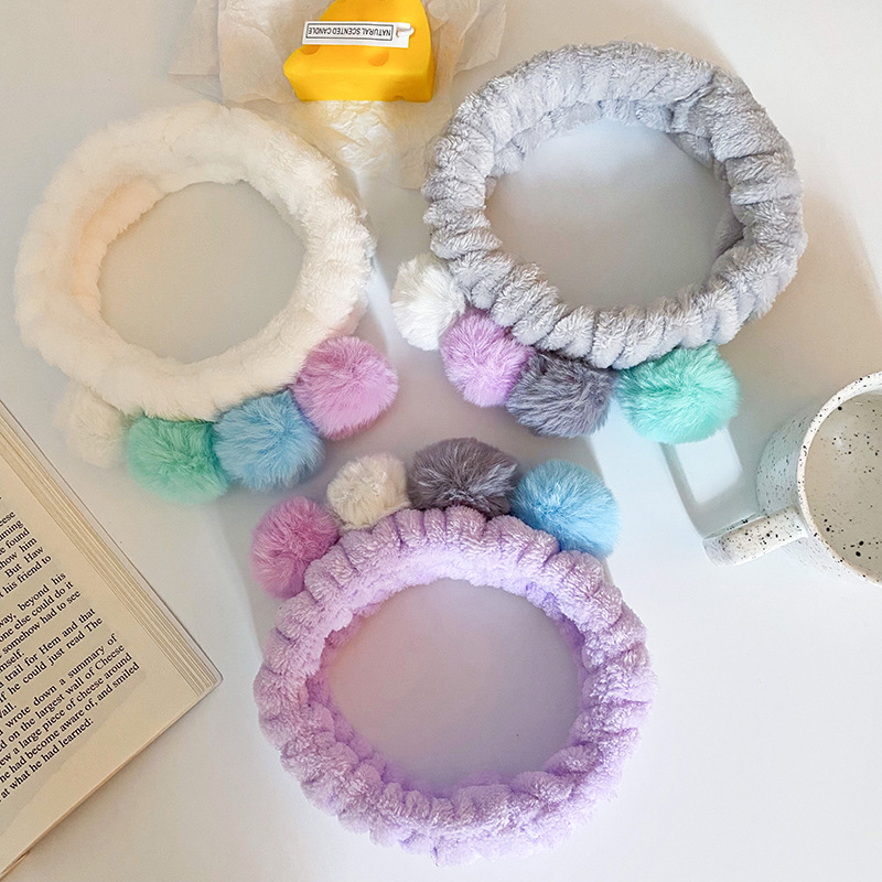 Cocoa amor bola de peluche banda pelo máscara lavado maquillaje dulce dibujos animados espíritu antiguo