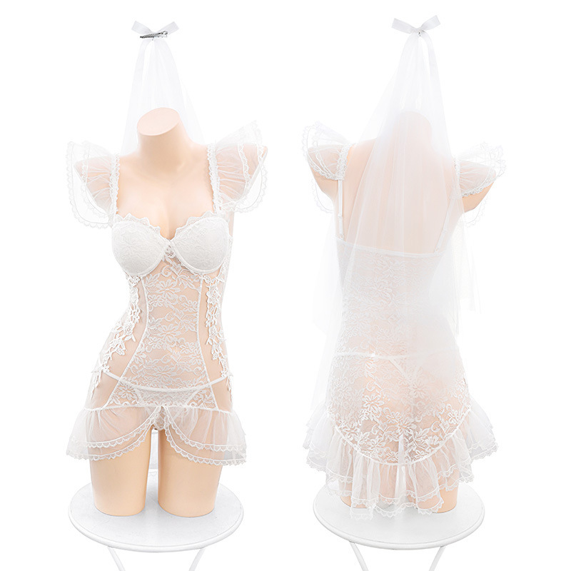 Vestido de boda de acero de algodón de amortiguación de acero de San Valentín, encaje, cola de pezón, ropa interior sexy, uniformes puros para pijamas 6415