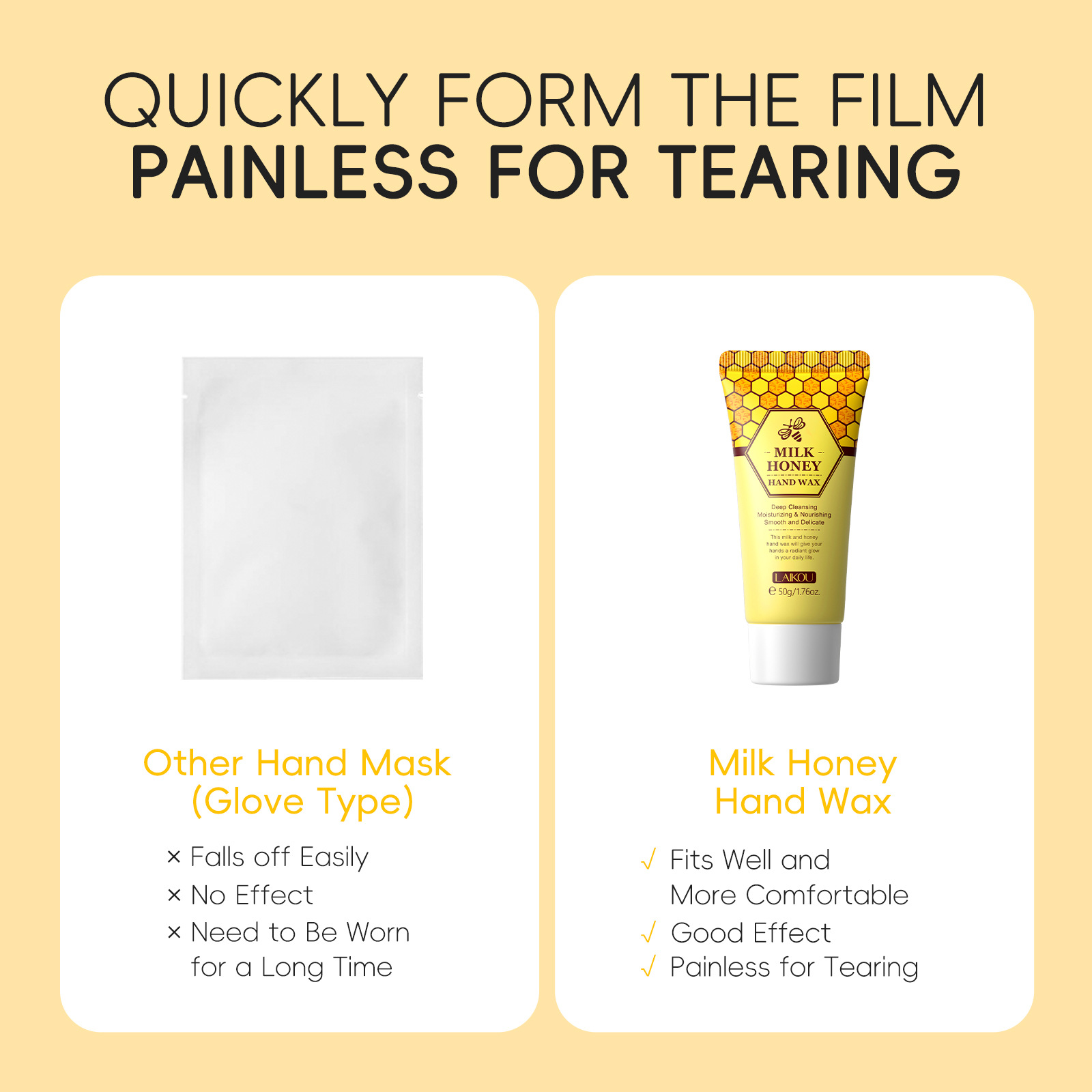 Cross-border English version LAIKOU Honey Milk Hand Wax 50g Hand Mask Moisturizing, hydrating and hydrating Autumn and winter manufacturer in stock undefined