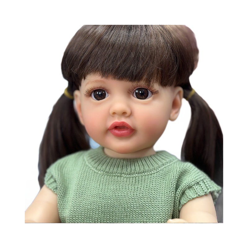 Suéter de juguete suave, muñeca realista, muñecas de crecimiento, muñecas de acompañamiento pesado, muñecas verdes, niños de cuerpo completo