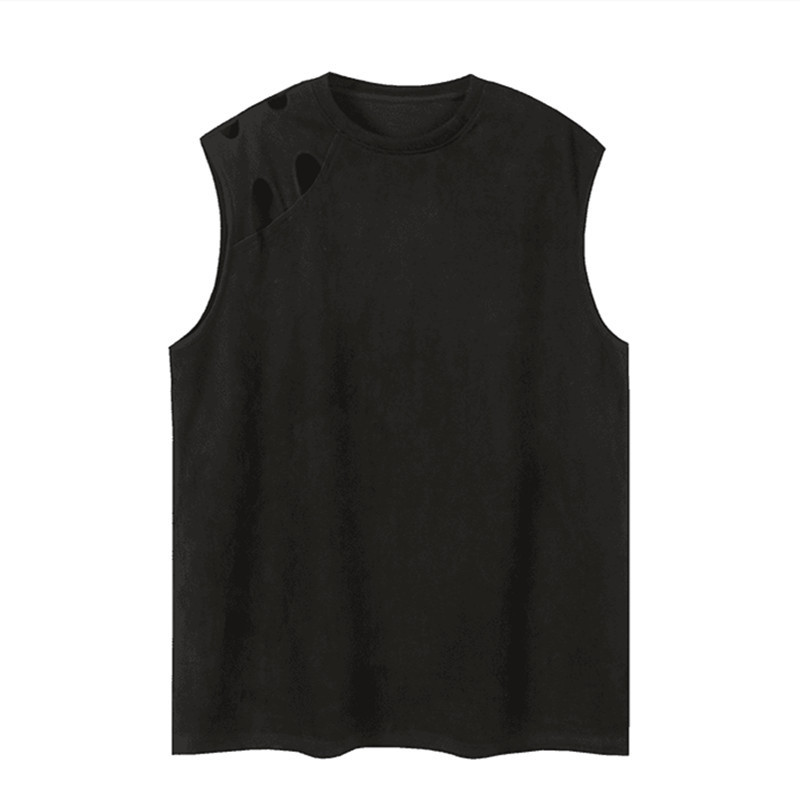Ripped Sleeveless T-Shirt for Men 2025, Cool and Stylish Sports Vest, Summer Thin Loose American-Style Tank Top