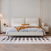 简约现代极简意式高档床头真皮床家用双人轻奢新款卧室高端储物床
