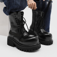 秋冬季马丁靴高帮拉链欧美高筒厚底内增高10CM户外男靴23394-K