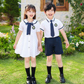 幼儿园园服夏季白色学院风毕业服装小学生校服男女儿童六一演出服