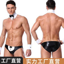 酒吧夜店DS服万圣节服装新款男士三点式漆皮pu警察制服套装