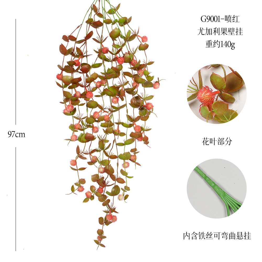G9001-스프레이 레드 21 메쉬 유칼립투스 벽걸이 꽃