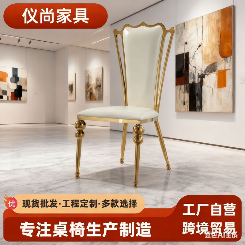 Factory Wholesale Stainless Steel Dining Chair Simple Wedding Wedding Chair Fashion Ingot Banquet Chair Oval Back Dining Chair