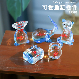 Glass Crafts Ornaments Home Ornaments Indoor Desktop Ornaments Cute Fish Tank Whale Decorations Glass Ornaments