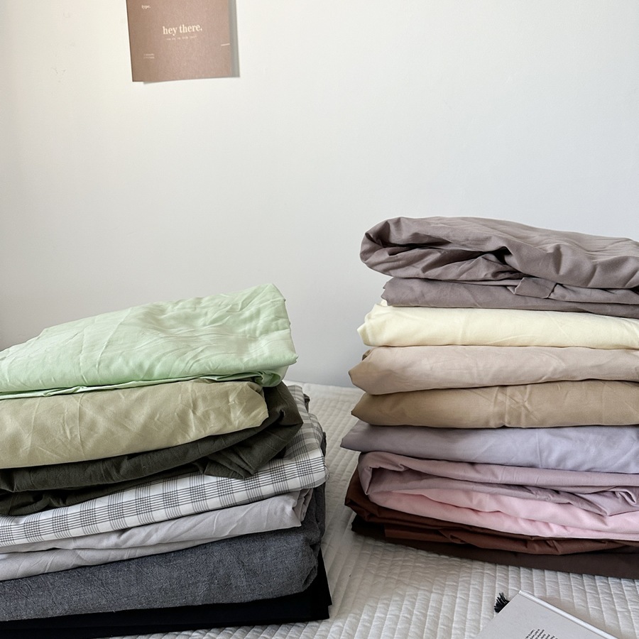 Solid Color Simple 100 Cotton Double Single Piece Fitted Sheet Bedspread Single Piece Bed Sheet Duvet Cover Bedding F^