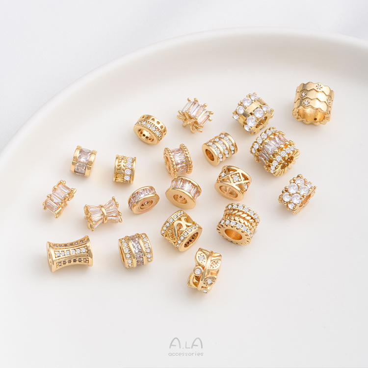 1 Piece 6.5.* 5mm 7 * 3mm 8 * 4mm Copper Zircon 14K Gold Plated Geometric Solid Color Polished Spacer Bars display picture 19