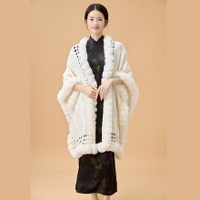 环保毛毛球针织披肩保暖秋冬女麻花加大毛领斗篷百搭两用围巾披风