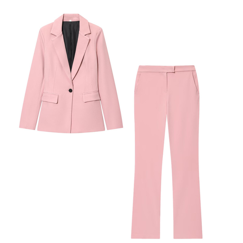 European and American Autumn New Women's Long-Sleeved Lapel Slim Casual Suit Jacket Casual High-Waisted Pants Suit
