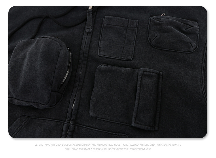 Herrenbekleidung Herbst und Winter Neue Modemarke Multi Pocket Zipper Cardigan Kapuzenpullover Jacke_voghion.com