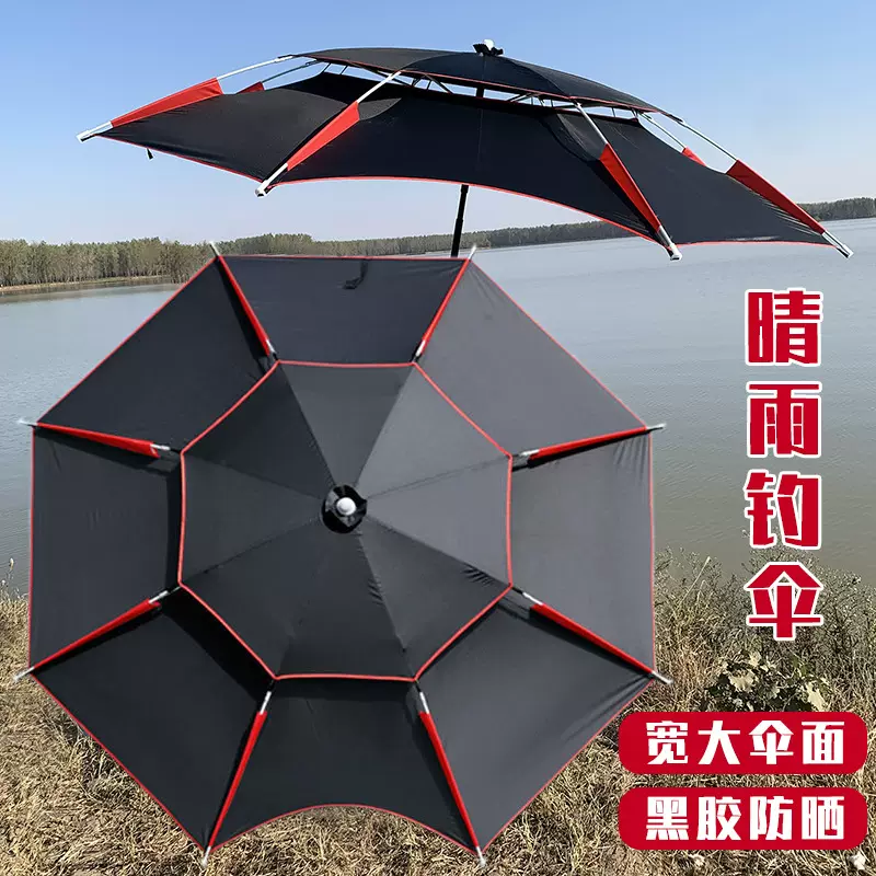 新款户外休闲露营大钓伞加粗拐杖防晒遮阳伞垂钓用钓鱼伞万向伞