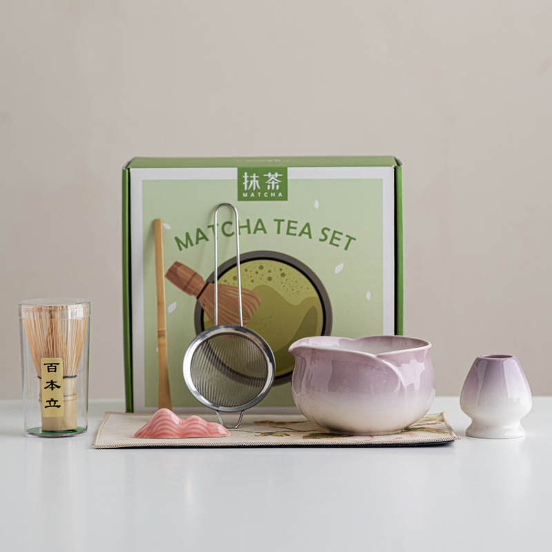 花朵花瓣抹茶碗笠套装五七件套茶筅刷子过滤百本立茶拨点茶工具|undefined