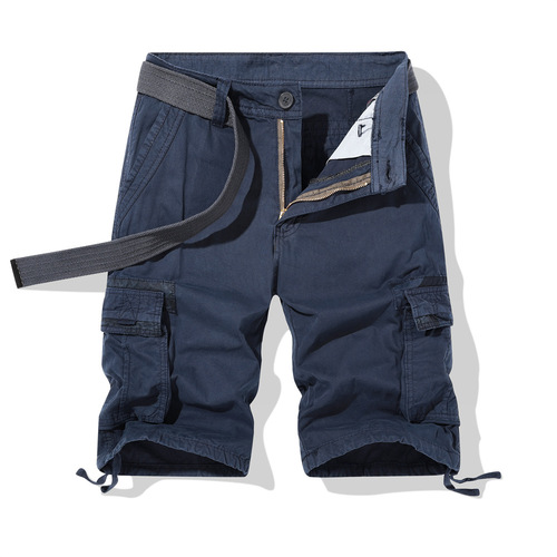 Men's Work Shorts 2025 Summer Washed Pure Color Multi-Pocket Casual Pants Cotton 6-inch Sports Men's Pants