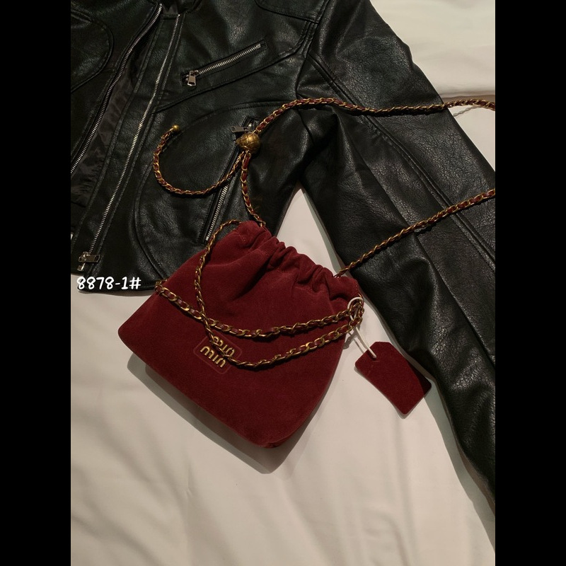 Bolsas de basura de cuero esmerilado para mujeres, bolsas de cadena de gamuza vintage, bolsos de mano, bolsos de cubo de crossback delicados