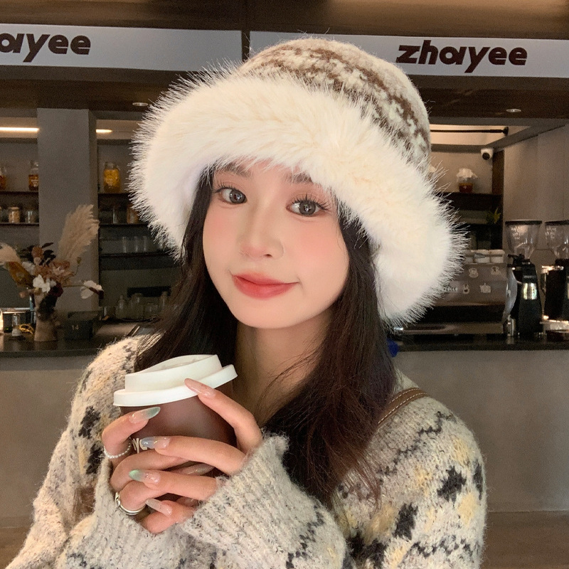 日系秋冬季甜美帽子女款大头围加绒保暖盆帽时尚百搭高级感渔夫帽|undefined