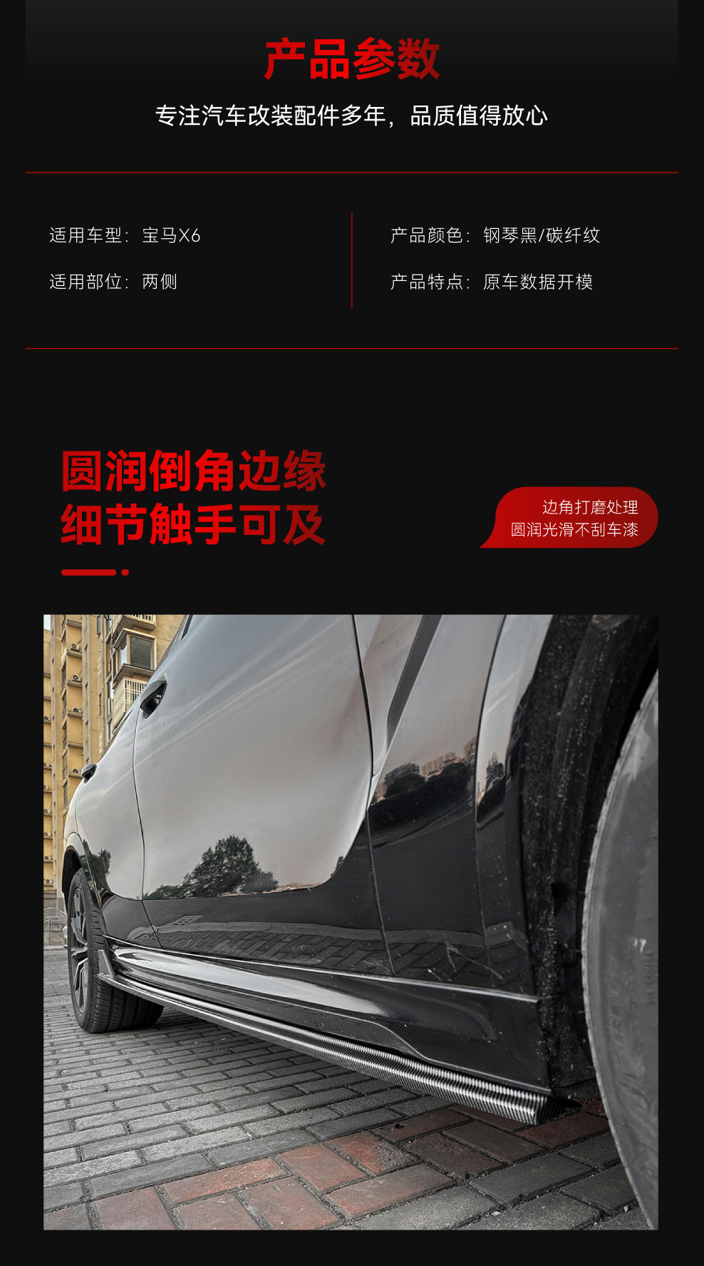 Suitable for 2019+ Bmw X6 G06 m Sport Side Skirt Surround Spoiler Exterior Cross-Border Modification Parts