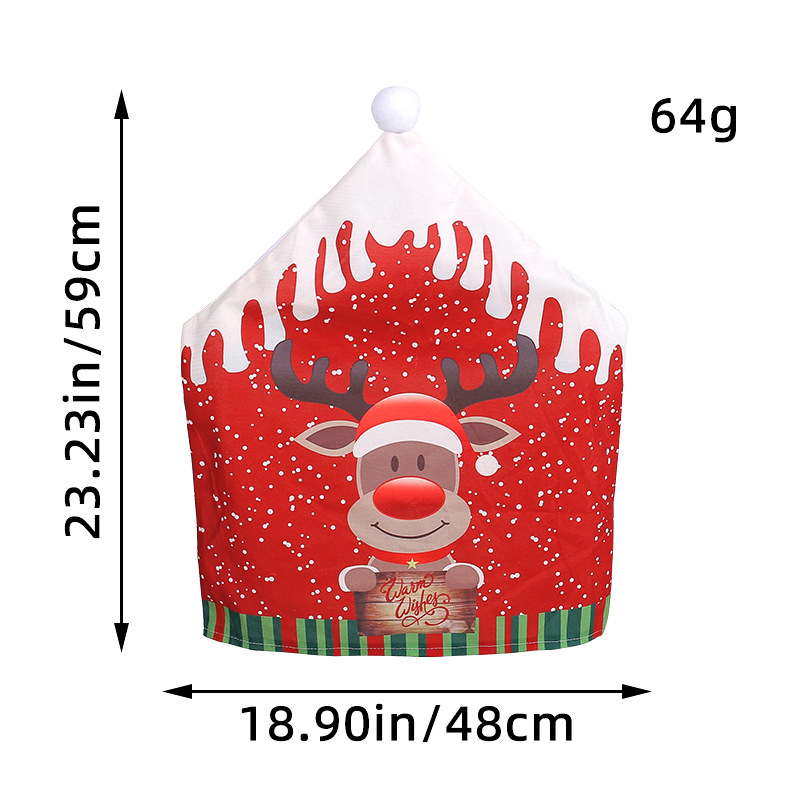2023 Amazon Santa Claus silla cubierta no tejido impreso muñeco de nieve silla cubierta restaurante bar decoración de Navidad