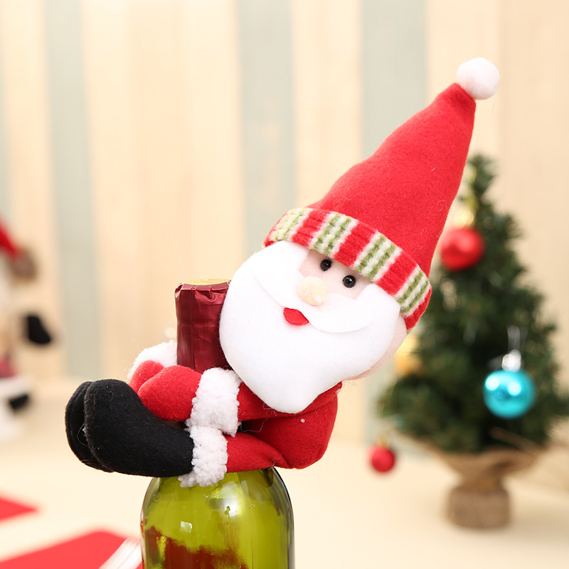 Noel Ev Dekorasyonları Noel Baba Kardan Adam Şarap Şişesi Seti Küçük Şarap Şişesi Tutucu Şarap Şişesi Dekorasyonları_voghion.com