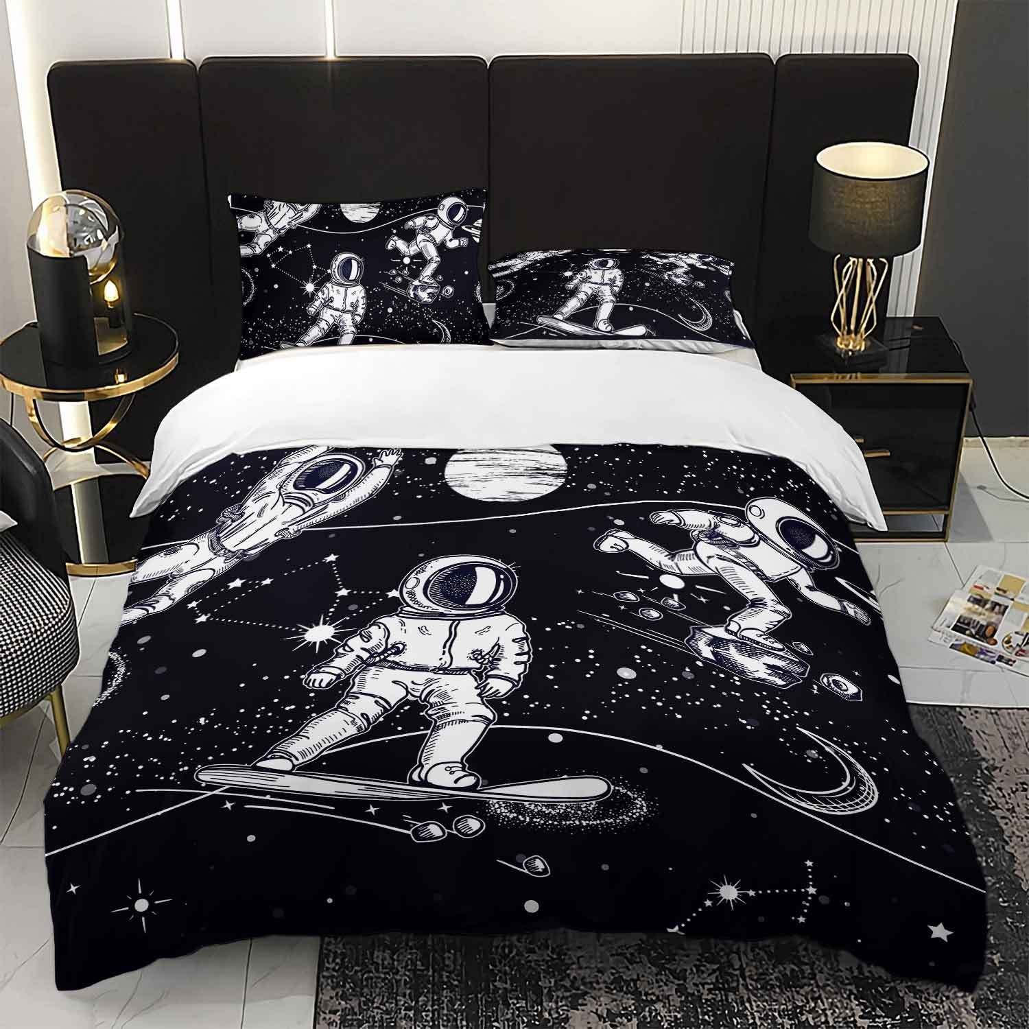 Fábrica de origen textil doméstico astronauta digital impresión set edredón suave piel respaldar TEMU / JIT