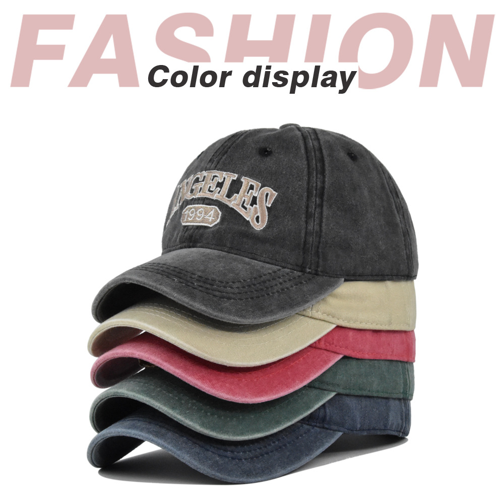 Angeles 3D Baseball Embroidered Duck Tongue Washed Old Sun Visor Hat_voghion.com