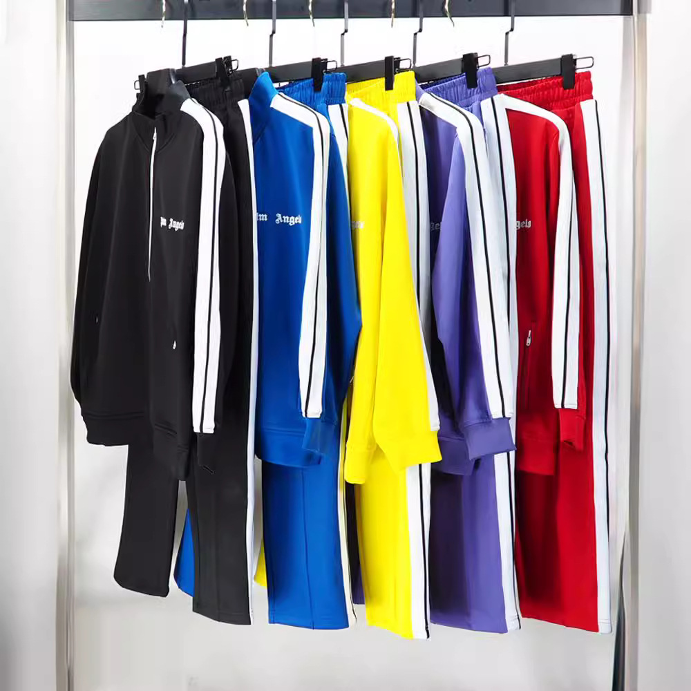 正确版本PA运动套装夹克植绒印花FOG拼色条杠织带学生校服运动裤