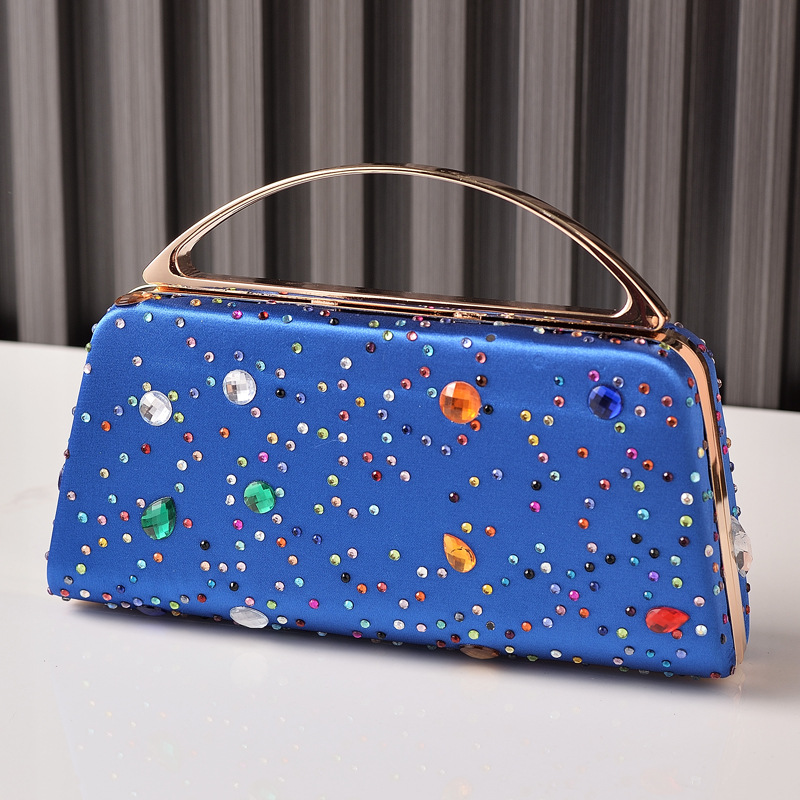 Bolsa de cena de moda europea y americana, bolsas de fiesta de diamantes de seda, bolsas de noche portátiles, nuevos fabricantes de Amazon transfronterizos